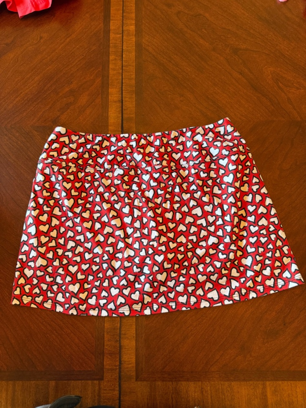Love Love Skirts -  Red and White Heart Print Skort - Women's Size Large